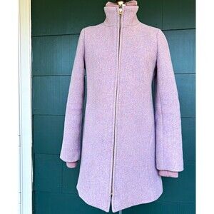 J.Crew Stadium Cloth Nello Gori Lodge Wool Coat Cotton Candy Lilac Pink Zip Sz 4